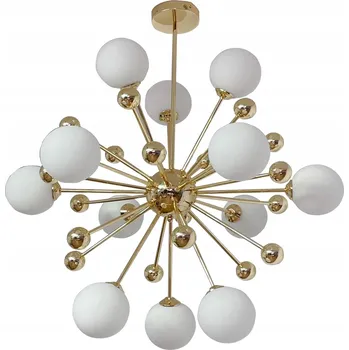 ZÁVĚSNÁ LAMPA STROPNÍ LUSTR KOULE zlatá MODERNÍ LED mléčná stropní svítidlo