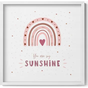 Obraz Obraz v rámu Roztomilá ilustrace duhy a nápis You are my sunshine 50x50 cm