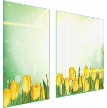 Obraz SKLENĚNÁ OCHRANNÁ DESKA NA SPORÁK 90x52 TULIPÁNY TVRZENÉ SKLO