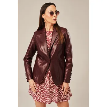 Dámské sako Kožená dámská sako bordó (S - 36)