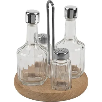 Obraz Sada 4 podložek pod hrnce na dřevěném podstavci