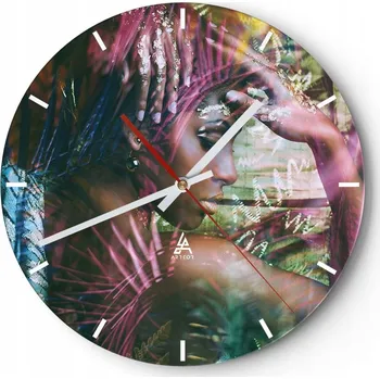 Hodiny Velké nástěnné hodiny na zeď 40x40 Žena Skleněné hodiny Kulatý Tiché