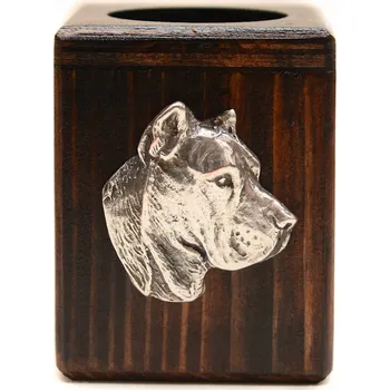 Svícen Dřevěný svícen Presa Canario se psem, na čajovou svíčku/ohřívač