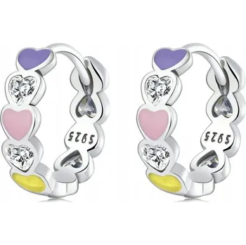 Náušnice Stříbrné náušnice Fraise S925 s barevnými srdíčka a kubickými zirkony
