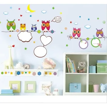 Samolepící dekorace Samolepky na zeď SOVY SOVIČKY rodinka