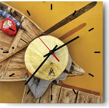 Hodiny Velké nástěnné hodiny 40x40 Řeka Mekong Skleněné hodiny Tiché