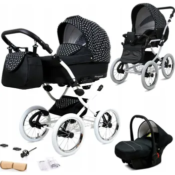 Kočárek Kočárek 3v1 BabyLux MARGARET WHITE - sportovní kočárek, hluboká korba, autosedačka