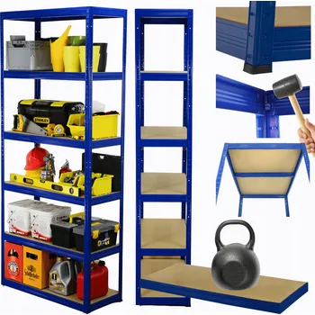 Dílenský regál Kovový regál skladový stojan HELIOS 196x75x35cm 6 polic x 175kg ZÁTĚŽOVÝ POLSKÝ