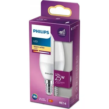 Žárovka LED žárovka svíčka E14 2,8W = 25W 250lm 2700K Teplá bílá PHILIPS