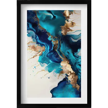 Obraz Nástěnný dekorativní foto obraz v černém rámu Tekutá Abstrakce 40x60 cm