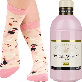 Dámské ponožky SOXO dámské ponožky – šumivé víno v láhvi