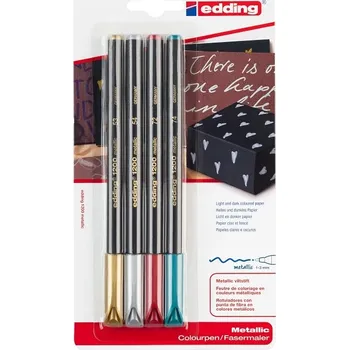 Popisovač na papír, vodou ředitelný stříbrný Edding 4 ks