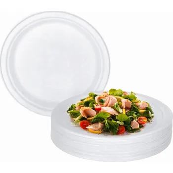 Talíř Jednorázový talíř bílý z cukrové třtiny 26 cm 50 ks