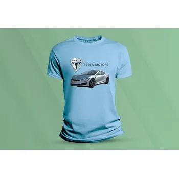 Chlapecké tričko Dětské bavlněné tričko Tesla S II. Nebesky modrá velikost L