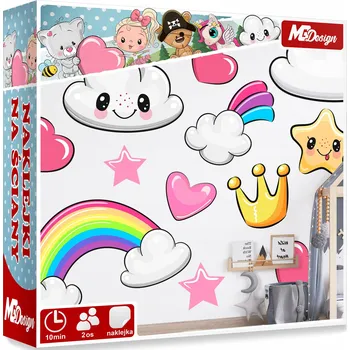 Samolepící dekorace XL VELKÁ Samolepka na stěnu SRDCE OBLÁČKY 74x40