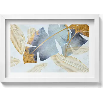 Obraz Elegantní obraz do obýváku v bílém rámu Glamour – banánové listy, 30x20 cm