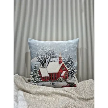 Vánoční dekorace Vánoční povlak na polštář s kapličkou 1317