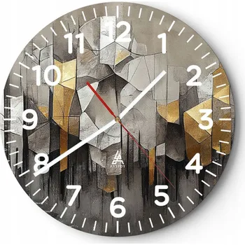 Hodiny Nástěnné hodiny do obýváku 40x40 Abstrakce Kulatý Skleněné hodiny Loft Tiché