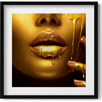 Obraz Dekorativní nástěnný obraz v rámu s grafikou Obličej a rty ženy 50x50 cm