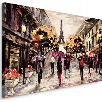 Obraz Obraz Canvas Lidé Barevné Deštníky PAŘÍŽ 90x60