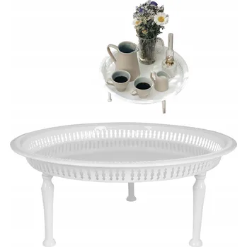 Konferenční stolek KONFERENČNÍ STOLEK ODkládací NOČNÍ 46cm bílý kovový skandinávský kulatý loft