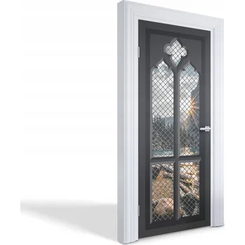 Fototapeta Dekorační samolepící fólie na dveře Horský výhled z okna 95x205 cm