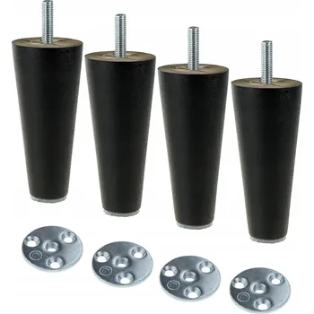 Dřevěné nohy WNSP A515 černé 10 cm s montážními deskami, 4 kusy