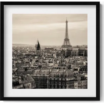 Obraz Obraz s rámem a grafikou na zeď Krajina Paříže a Eiffelovy věže 50x50 cm