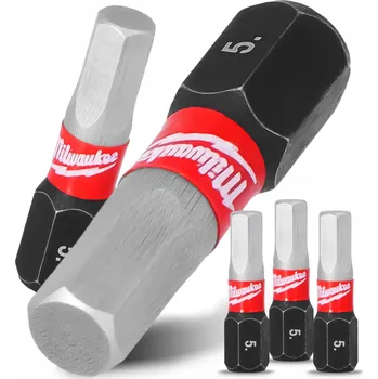 Bit 3x Rázový bit MILWAUKEE HEX5 25 mm MAGNETICKÝ ŠROUBOVACÍ BIT Krátký