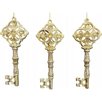 Vánoční ozdoba VÁNOČNÍ DEKORACE OZDOBA NA STROMEČEK KLÍČ 3 KS