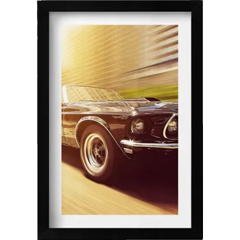 Obraz Obraz grafika v černém rámu Klasické auto za jízdy 20x30 cm