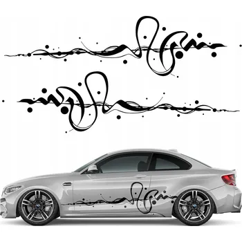 Samolepicí dekorace na vozidlo 2x SAMOLEPKA na auto - pruhy s motivem graffiti 65x242 cm
