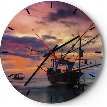 Hodiny Velké nástěnné hodiny 40x40 Krajina Skleněné hodiny Kulatý Tiché