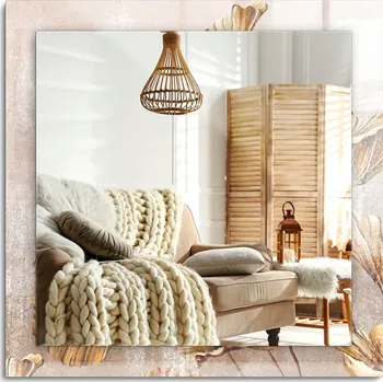 Zrcadlo Loftové závěsné zrcadlo s ozdobným skleněným rámem Květiny Vintage 60x60 cm