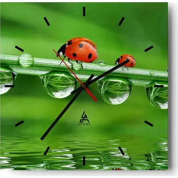 Hodiny Nástěnné hodiny do kuchyně 30x30 cm Beruška Stylové hodiny na skle Loft Tiché