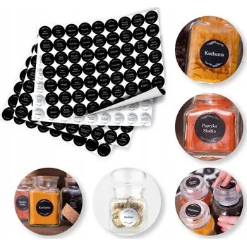 Samolepící etiketa KULATÉ ETIKETY NÁLEPKY NA KOŘENKY SKLENICE 252X