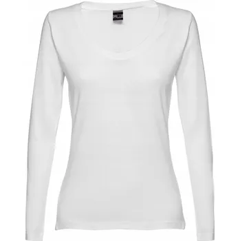 Tričko dámské s dlouhým rukávem T-SHIRT dámský Bavlna BÍLÉ klasické XL