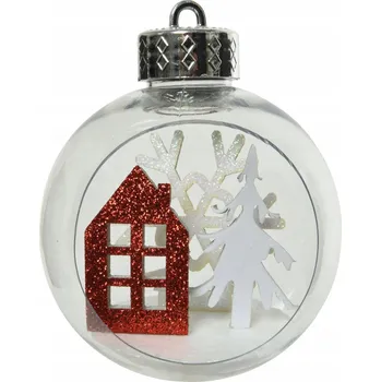 Vánoční dekorace Vánoční Koule průhledná s vánočním stromkem a sněhovou vločkou