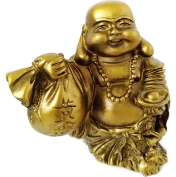 Buddha soška Bohatství / zlatý 9 cm