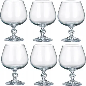 Sklenice Skleničky na koňak Bohemia Klaudie, bezbarvé, 250ml, 6 ks