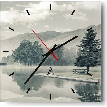 Hodiny Velké nástěnné hodiny 40x40 Krajina Skleněné hodiny Tiché
