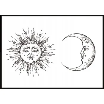 Obraz OBRAZ PLAKÁT V RÁMU 43x33 cm Slunce Měsíc P891