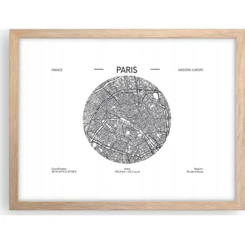 Obraz Obraz plakát v rámu světlý dub do obýváku 40x30 mapa foto plakáty na zeď