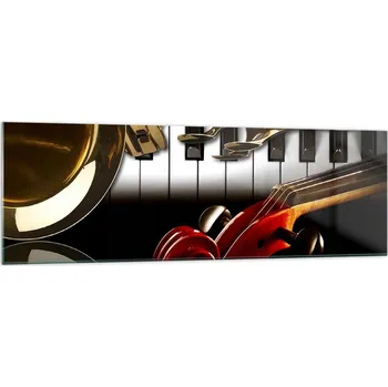 Obraz Velký skleněný obraz do obýváku XXL 160x50 hudba moderní fotoobraz obrazy