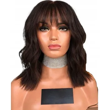 Paruka PARUKA VLASY PO RAMENA TMAVĚ HNĚDÁ HNĚDÉ VLNITÉ OFINA NA SÍŤCE W91