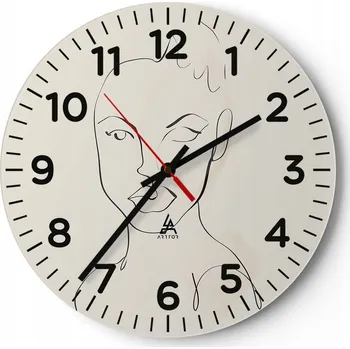 Hodiny Nástěnné hodiny do obýváku 40x40 Žena Kulatý Skleněné hodiny Loft Tiché