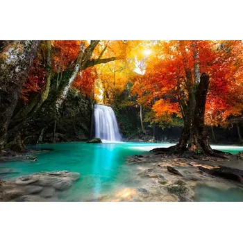 Obraz Obraz Vodopád v podzimním lese 3D plátno 90x60