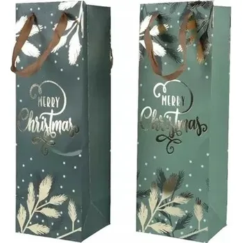 Dárková taška Dárková taška Merry Christmas zeleň 10x12x36 cm
