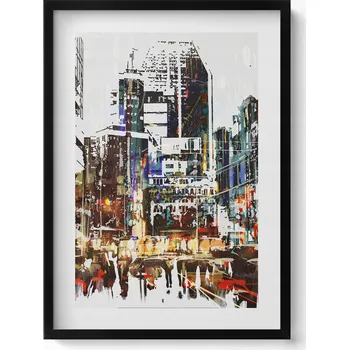 Obraz Obraz v černém rámu do obýváku New York - město plné života 50x70 cm