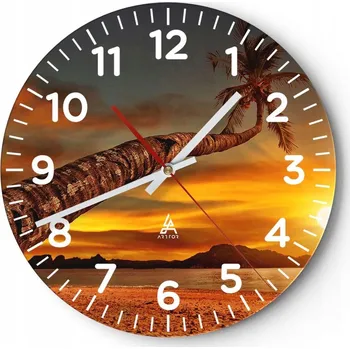 Hodiny Nástěnné hodiny do obýváku 40x40 Palma Kulatý Skleněné hodiny Loft Tiché